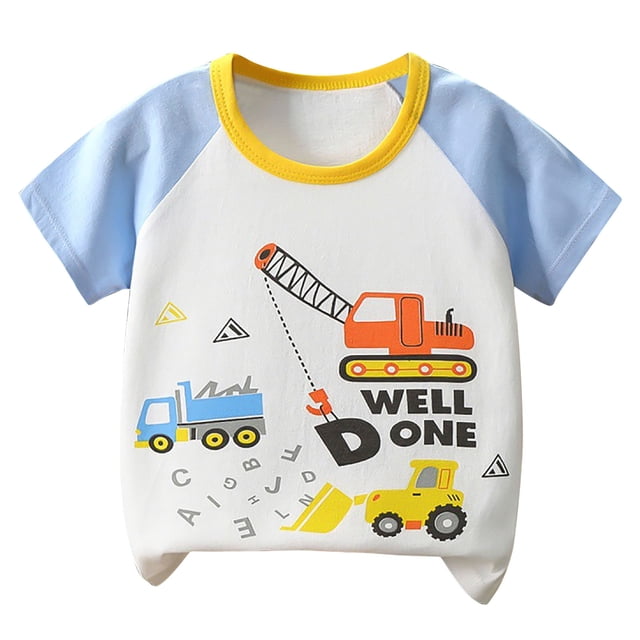 Chemises pour Filles Enfants Été Garçons et Filles T-shirt à Col Rond Imprimé à Manches Courtes