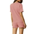 thumbnail image 3 of INSPIRE CHIC Women's Lounge Sets Waffle Outfits T-shirt with Shorts Loungewear Jogger Sweatsuits with Pockets XL Light Pink, 3 of 6
