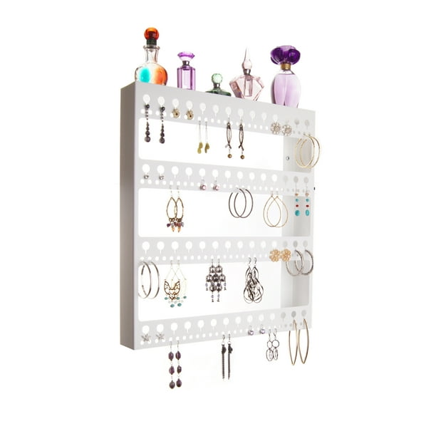 Angelynn S Large Earring Holder Organizer Wall Mount Big Closet Jewelry Storage Rack Long Dangling Earrings Hoops Shelf Rose White Com - Wall Mounted Earring Holder Angelynn S Large Earring Holder Organizer Wall Mount Big Closet Jewelry Storage Rack Long Dangling Earrings Hoops Shelf Rose White Com - Wall Mounted Earring Holder