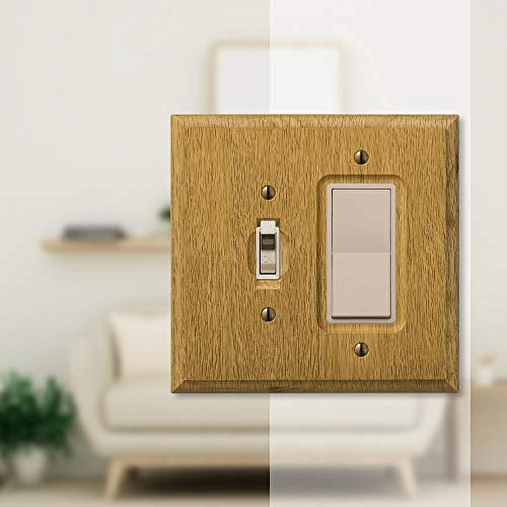 Amerelle 4025TR Traditional Wallplate, 1 Toggle / 1 Rocker GFCI, Wood, Light Oak , 1-Pack