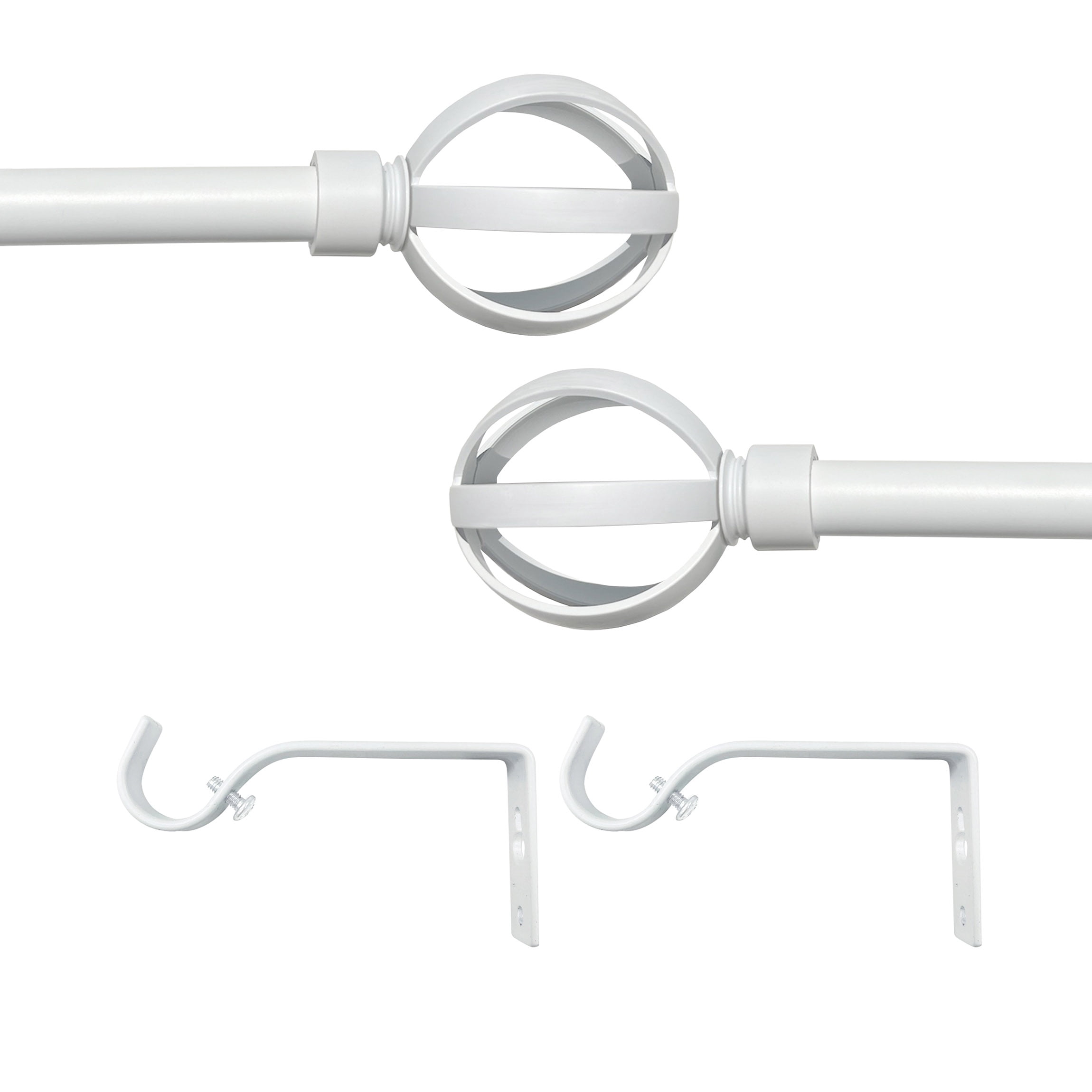Achim Buono II Halo White Decorative Rod & Finial - Trendy 66 in x 120 in