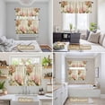thumbnail image 6 of Pink Orange Hydrangea Kitchen Curtains Sets for Windows 24 Inch Length, Spring Vintage Botanical Flowers Rod Pocket Window Treatments Tier Curtains and Valances Set for Bedroom/Bathroom, 6 of 8