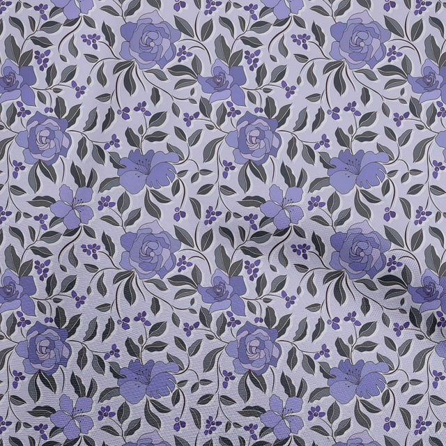 oneOone Tissu Georgette Viscose Violet Floral Rétro Matériel de Robe Tissu Imprimé Tissu au Mètre 42 Pouces de Large