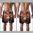 thumbnail image 3 of luoweisi Men's Beach Shorts Quick Dry Swim Trunks with Mesh Lining Flower Fox L, 3 of 5