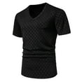 thumbnail image 2 of Penkiiy 2024 Men Casual Solid Fashion Pullover V-neck Short Sleeve T Shirt Blouse L Black, 2 of 8