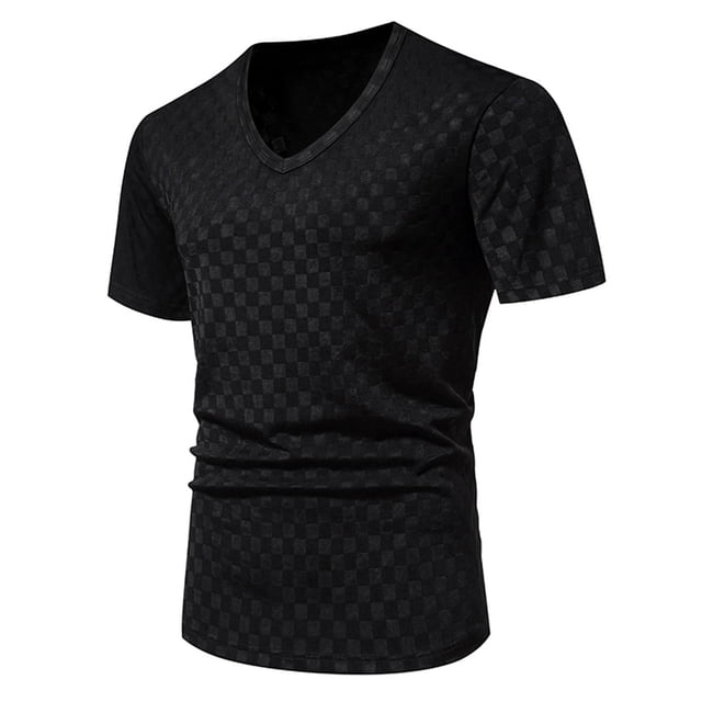 pstuiky camisetas camisas para hombre, Camiseta de manga corta con cuello en V y estampado liso para hombre camisas casuales para hombre m
