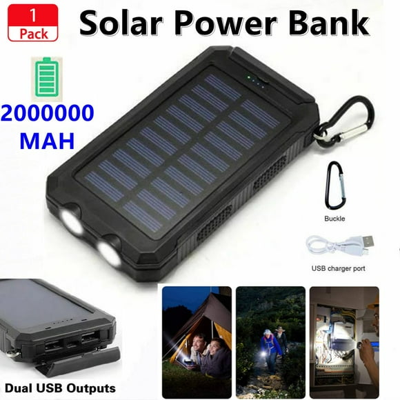 MesaSe Solar Charger 200000mAh Portable Outdoor Waterproof Solar Power Bank Camping External Backup Battery Pack Dual 5V USB Ports Out