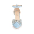 thumbnail image 6 of BLISSFUL STEP Inspired Women's Rhiness Bow Ankle Strap Stiletto Heel Pumps Sky Blue 6, 6 of 8