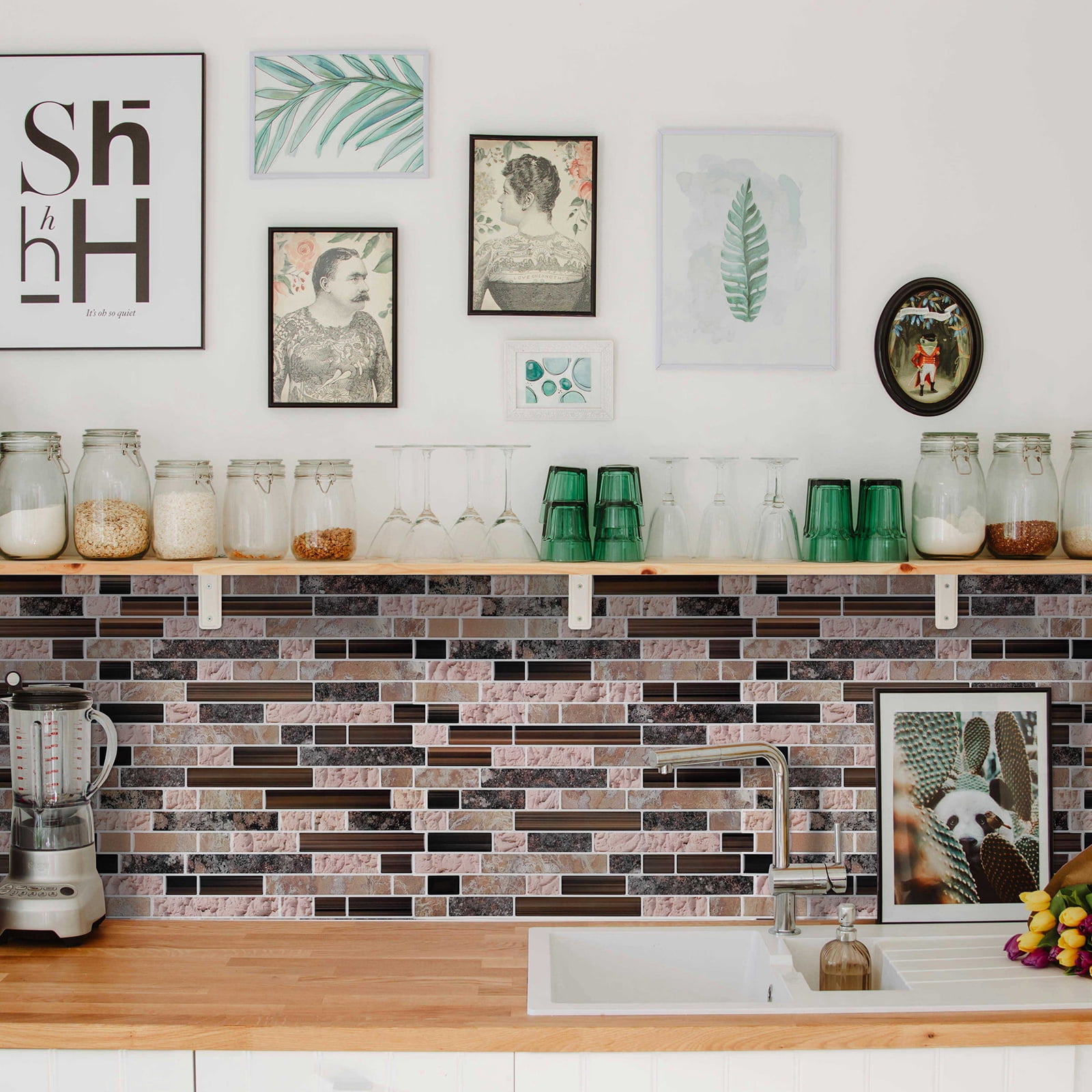 10-Sheet Peel and Stick Backsplash, 12" x 12" Self Adhesive 3D Backsplash Wall Tile Sticker for Kitchen Bathroom