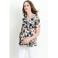 thumbnail image 2 of LaClef Women's Floral and Polka Dot Pleated Peplum V Neck Maternity Top, 2 of 6