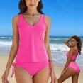 thumbnail image 2 of DGMIOCS Women's Tankini Set Full Coverage Top with Boy Short Bottom Hot Pink L, 2 of 9