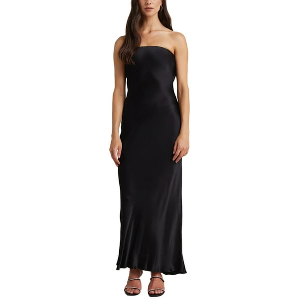 VISgogo Vestido sin mangas sin espalda para mujer, de una sola pieza elegante sin tirantes de color sólido, vestido de banquete de boda para cóctel VISgogo moda