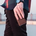 thumbnail image 4 of Cartera delgada para hombres - Cartera minimalista con bloqueo RFID para tarjetas de crédito comerciales con bolsillo para dinero Estuche para tarjetas de metal (marrón), 4 of 5