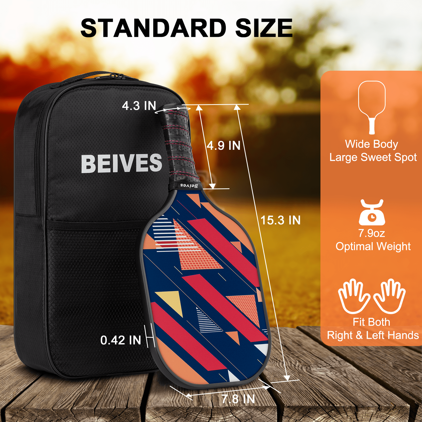 BEIVES Durable Fiberglass Pickleball Paddle 4-Paddle Set - Includes 4 Balls & Carry Bag, Perfect for Family & All Skill Levels