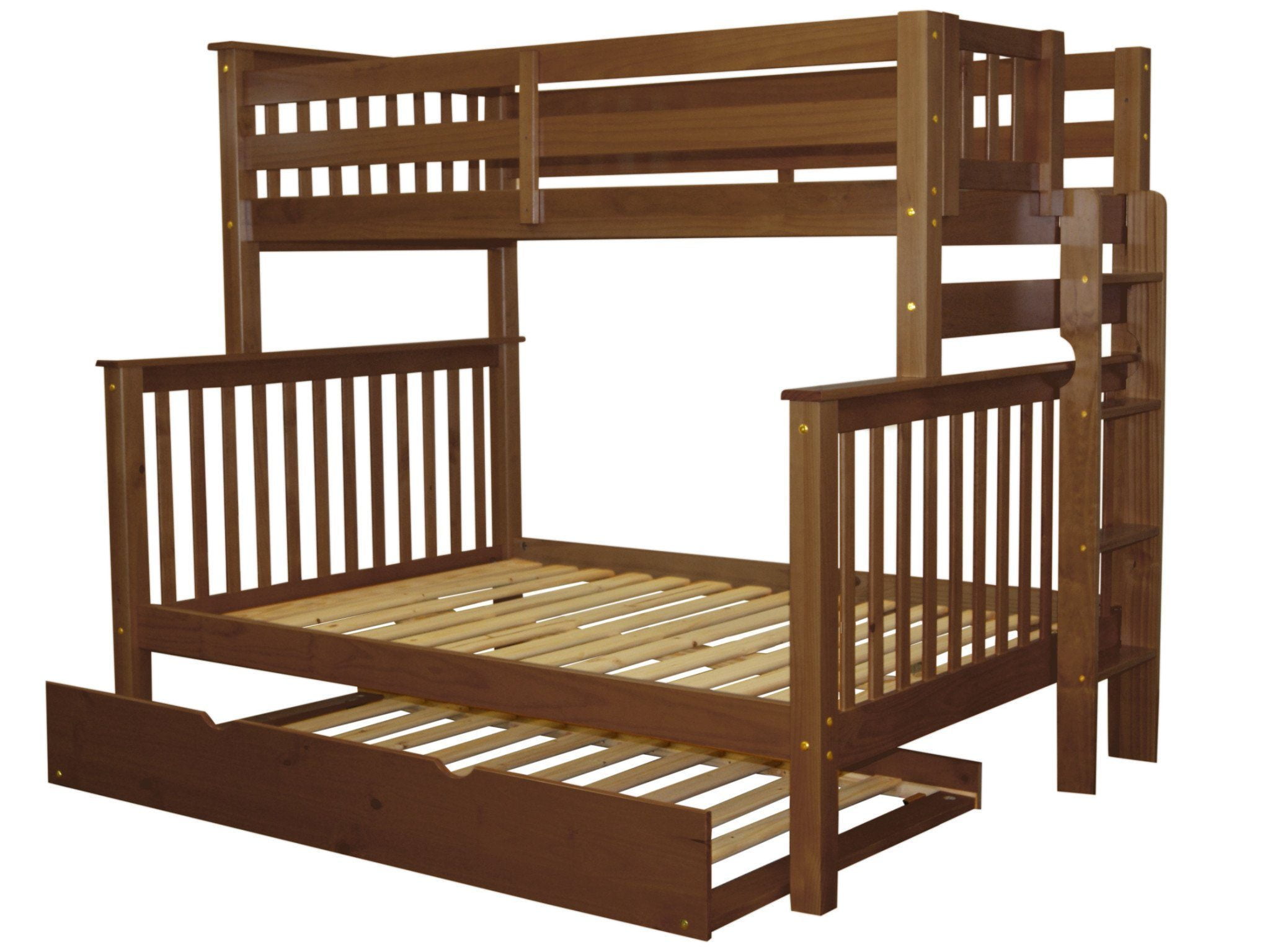 Bedz King Bunk Beds Twin Over Full Mission Style With End Ladder And A Trundle Honey Bedz King Bunk Beds Twin Over Full Mission Style With End Ladder And A Trundle Honey Com