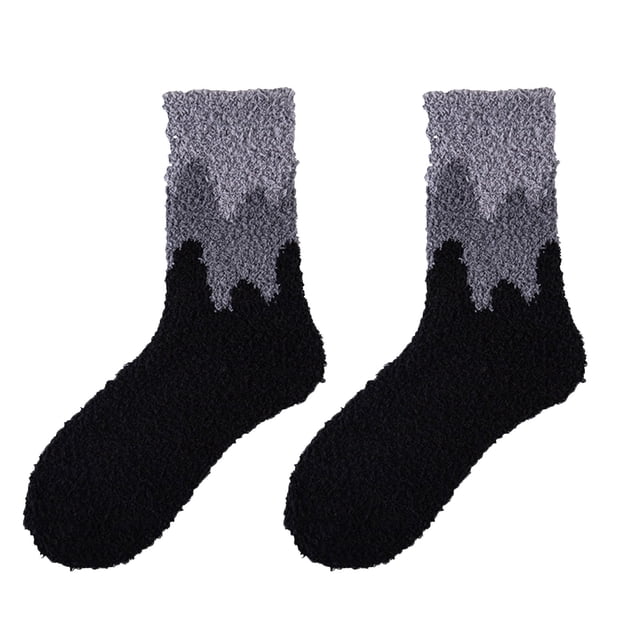 Womens Fuzzy Socks Slipper Winter Fluffy Cabin Warm Soft Coral Fleece Comfy Wave Print Mid Socks Home Socks