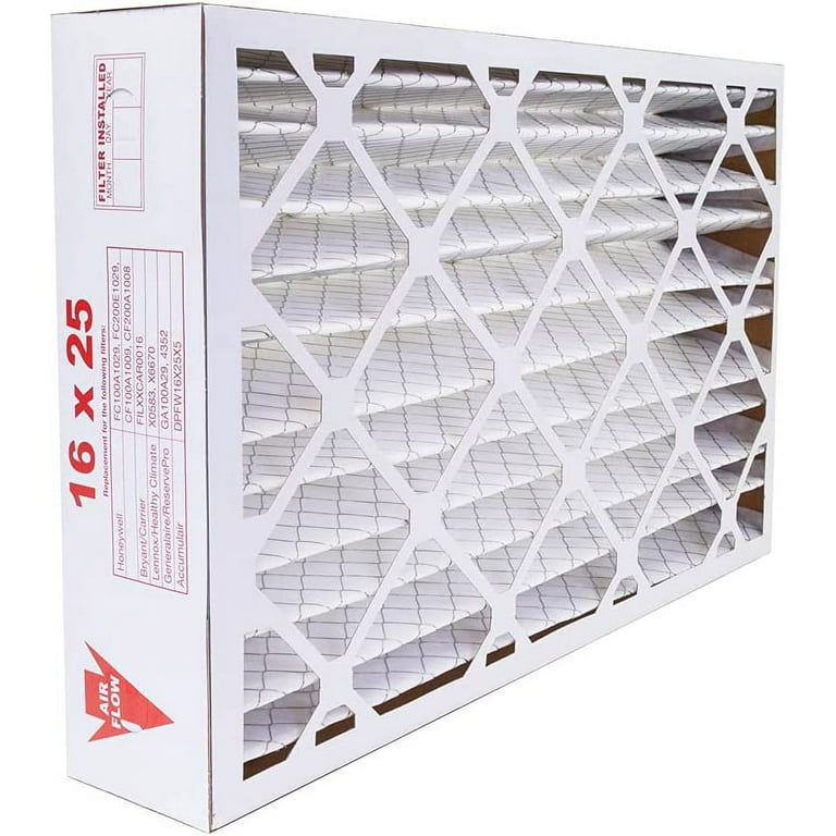 16x25x5 MERV 8 HVAC AC Furnace Air Filter Replacement for FC100A1029 CF200A1008 CF200D1625 Dust 2 Pack Made in the Walmart