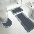 thumbnail image 5 of Blue Bathroom Rug Set Blue Bathroom Mat Set 3-Piece, Diatomaceous Earth Toilet Lid Rug with Non-Skid Rubber Back, Quick Dry Absorbent, Machine Washable Bath and Shower Mats for Home Decor, 5 of 9