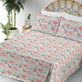 thumbnail image 3 of Ambesonne Floral Fitted & Flat Sheet with Sham 3 Pcs Set, Flowers Petals Spring Ivory, Twin XL, Cadet Blue Blush, 3 of 5