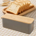 thumbnail image 4 of Caja de pan con tapa de madera, caja de pan para postres, panes caseros y bagels. Tapa gris sin agujero, 4 of 9