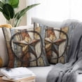 thumbnail image 2 of Waterproof Throw Pillow Covers Set of 2, 24x24 Inch Vintage Farmhouse Decorative Pillowcases Outdoor Pillow Slip Cushion Covers Set for Couch Tent Country Western Texas Star Wood Grain, 2 of 7