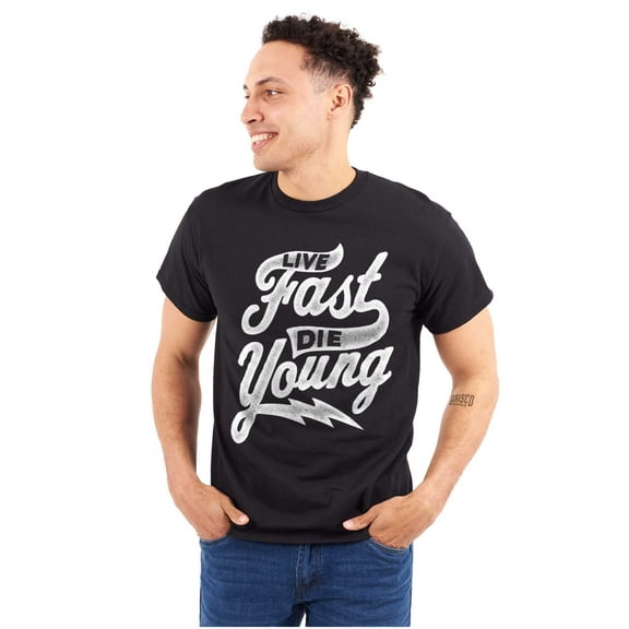 Live Fast Die Young Novelty Rebel Men's Graphic T Shirt Tees Brisco Brands X
