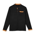thumbnail image 6 of TOUMENY Men's Long Sleeve Shirts Casual Stand Collar Button Down Slim Fit Solid Knit Tops Business Work Soft Comfy Tee Black L, 6 of 6