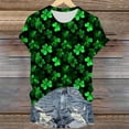 thumbnail image 3 of SYMOID St. Patrick's Day Festive Top Shirts for Juniors Women Green Shamrock Graphic Girls Tee Shirts,Short Sleeve,Crew Neck,Green,Size 5XL, 3 of 4