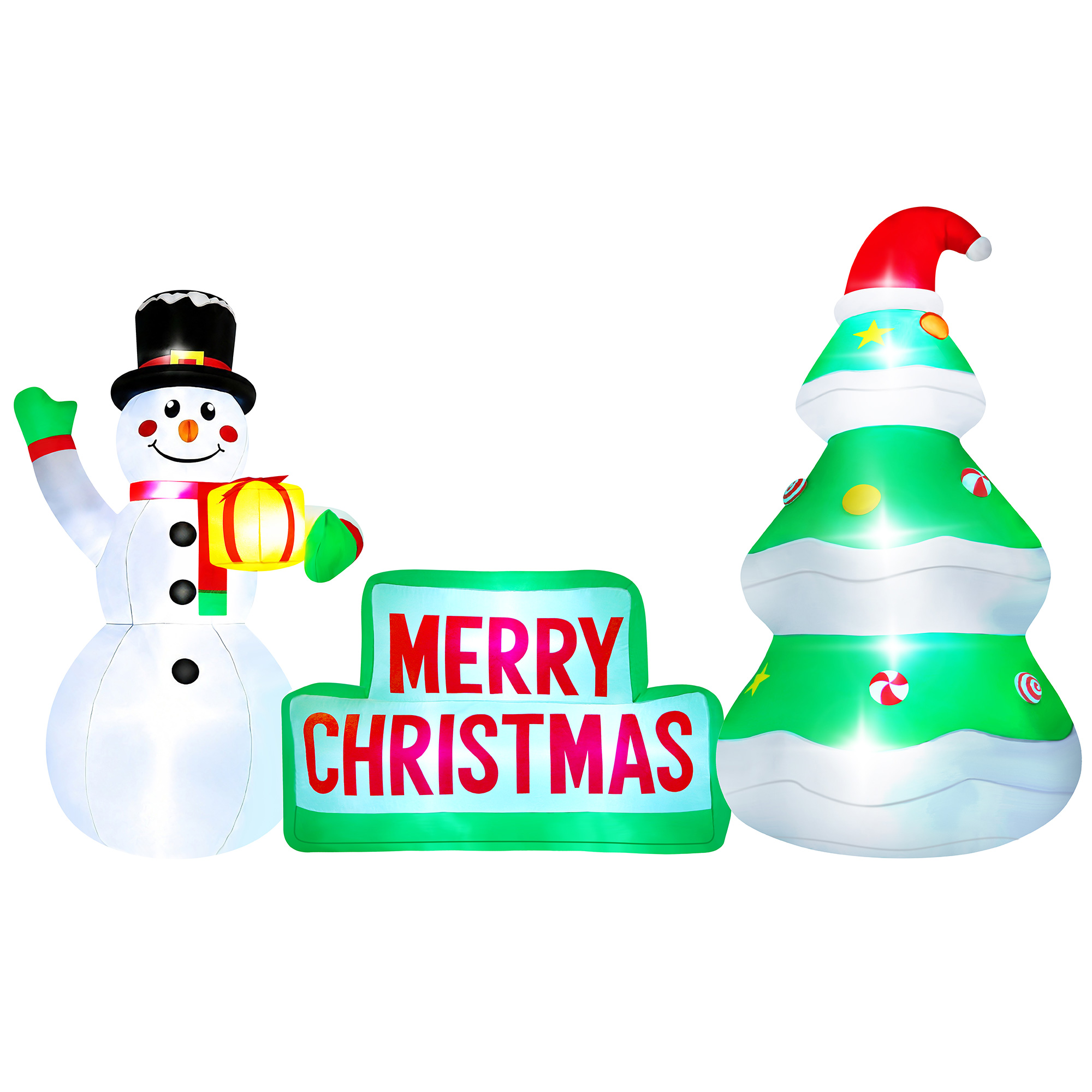 Yexmas 9ft Christmas Inflatable Snowman with Tree and LED photo 2