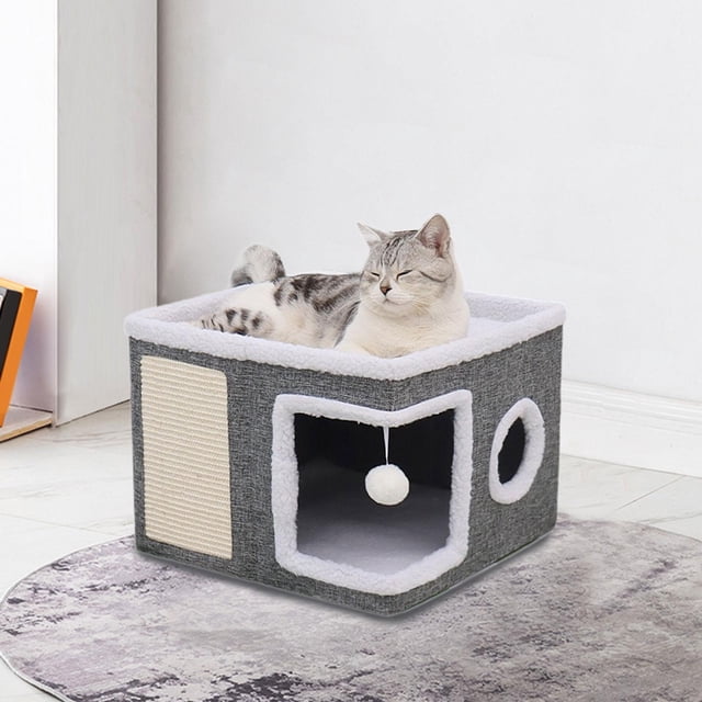 Casa para gatos Salvador casa semicerrada con bola cama para gatitos al aire libre