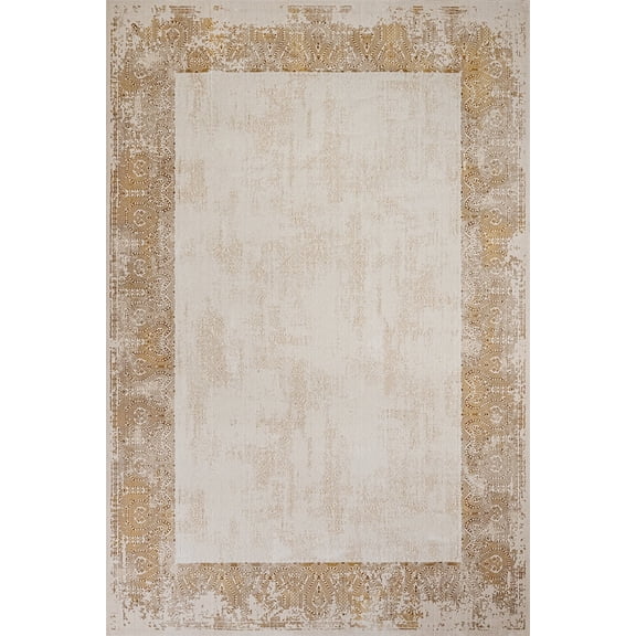 Beige Framed Area Rugs for Living Room Washable Rugs Boho Moroccan Area Rug Soft Neutral Geometric Bohemian Carpet Distressed Indoor Rug for Bedroom Dining Room Office Foldable Nonslip Rug