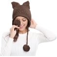 thumbnail image 2 of ORUYROP Winter Cute Cat Ears Knit Hat Ear Flap Crochet Beanie Hat, 2 of 6