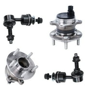 Detroit Axle - 4PC REAR Wheel Hub & Bearing Assembly and Sway Bars for 2012 2013 2014 2015 2016 Ford Focus Without Active Park Assist