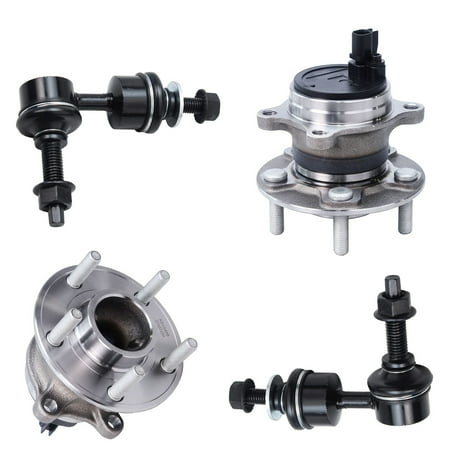 Detroit Axle - 4PC REAR Wheel Hub & Bearing Assembly and Sway Bars for 2012 2013 2014 2015 2016 Ford Focus Without Active Park Assist