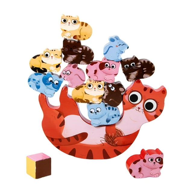 Montessori Toys Stackable Building Blocks Balance Competition Game Building Toys Cat and Mouse