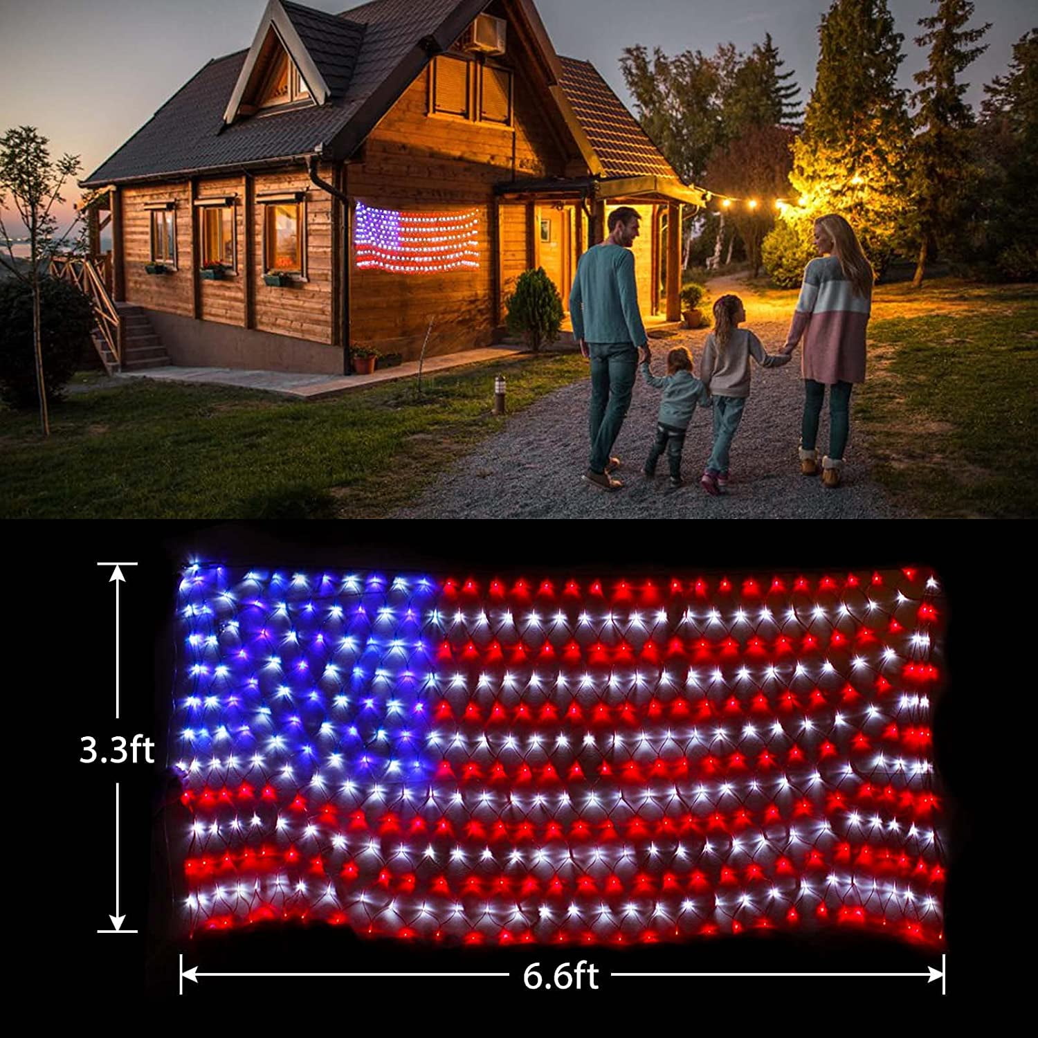 SEENDA American Flag Lights 420 LED Waterproof Led Flag Net Light of