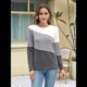 thumbnail image 5 of Blusas de Bloque de Color para Mujer, Estilo Túnica Informal de Larga con Cuello Redondo, Tipo Jersey. Gris L, 5 of 8