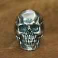 thumbnail image 2 of 925 Sterling Silver High Detail Skull Ring Biker Punk Jewelry TA50 US Size 8, 2 of 17