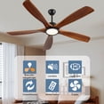 thumbnail image 2 of Ceiling Fans 60 Inch wood Ceiling Fan with light, Low Profile Ceiling Fan with Remote Control,Noiseless Reversible DC Motor with Timer60,Table Fans, 2 of 7