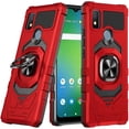 thumbnail image 2 of Compatible for Cricket Icon 4 Case w/Tempered Glass Screen Protector [Military Grade] Ring Car Mount Kickstand Shockproof Hard Phone Case - Red, 2 of 7