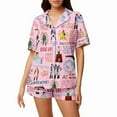 thumbnail image 2 of Hamilton Satin Pajamas Set for Women Print Comfy Satin Sleepwear & Loungewear PJs Printing Silky Top & Bottoms, 2 of 3