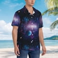 thumbnail image 3 of Pofeuu Planets Stars And Galaxies1 Print Hawaiian Shirt for Men Sleeves Casual Button Down Summer Beach Dress Shirts T-Shirts,3X-Large, 3 of 7