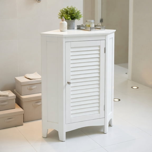 Resenkos Corner Storage Cabinet Free Standing Bathroom Cabinet with Shutter Door, Bathroom Cabinets for Entryway Storage, Home Office Furniture