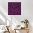 thumbnail image 3 of Dark Purple Wooden Wall Clock Silent Non Ticking, Farmhouse Burlap Solid Brown Modern Linen Texture Square Wall Clocks Battery Operated, Decor Clock for Home Office, Living Room, Kitchen, 12 Inch, 3 of 9