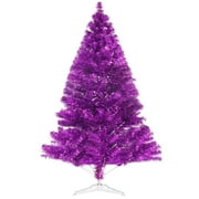 Fawyn Folding Artificial Christmas Tree for Home Seasonal Decoration, 7.2 ft Tinsel Christmas Tree with 450 Branch Tips for Xmas Party Indoor Outdoor (Purple)