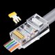 thumbnail image 1 of OULLX 20/50/100pcs RJ45 Connector 6U Gold PlatedPass Through Ethernet Cables Module Plug Network RJ-45 Crystal Heads Cat5 Cat5e, 1 of 5