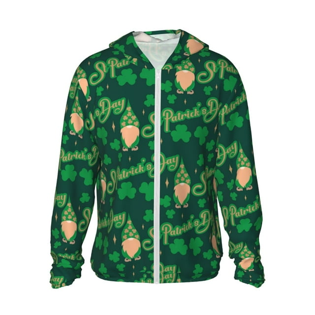 Vsdgher Sweat à Capuche Imprimé pour la Saint-Patrick, Protection Solaire à Manches Longues pour Hommes et Femmes, Pêche, Course, Natation - Petit