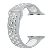 Silicone Apple Watch 2 Series 1 Strap Breathable Sports Wristbands 38mm - Silver + White (WB01-4)