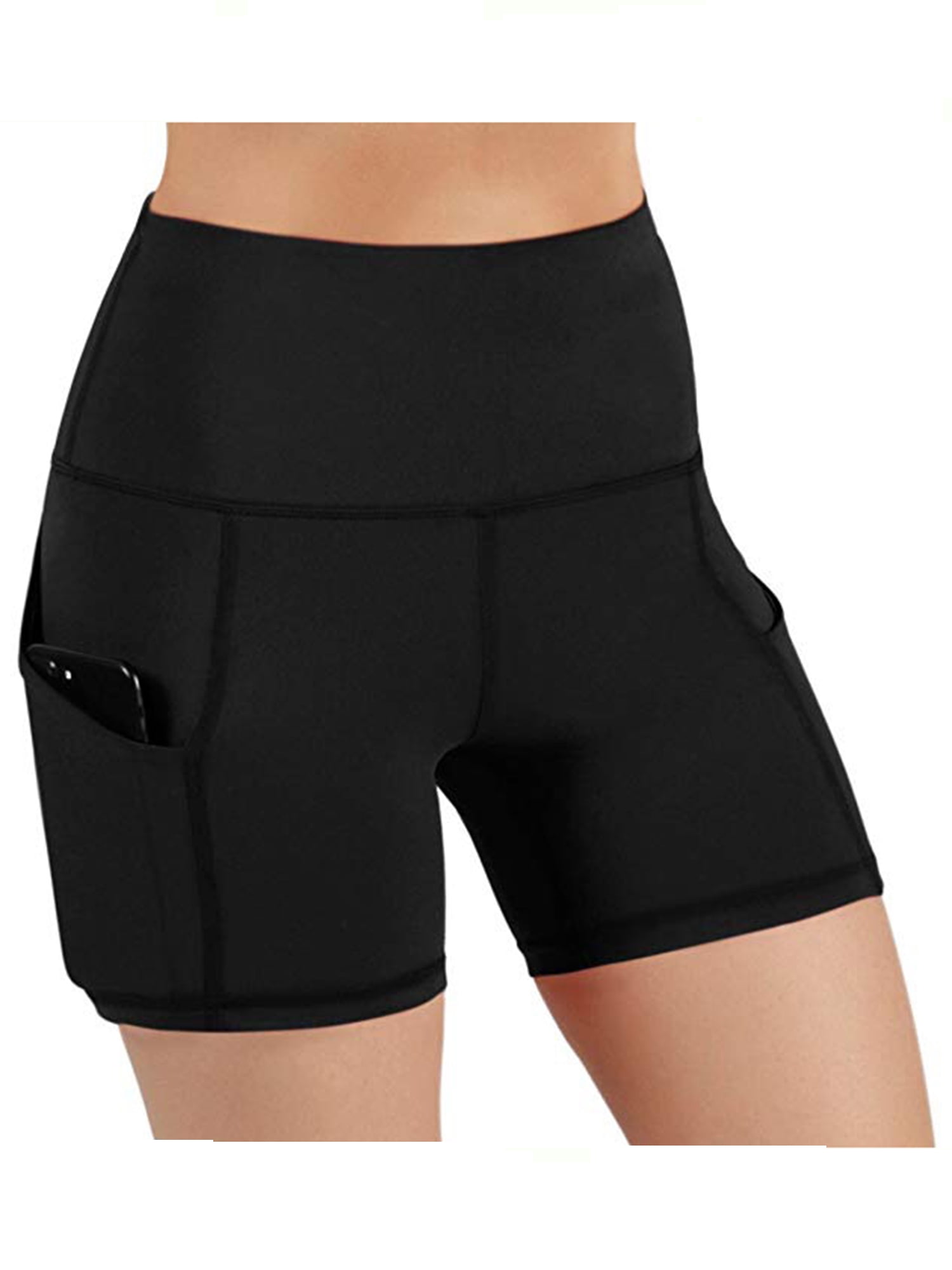 Gym Shorts with Side Pockets Yoga Running CAMBIVO Womens Yoga Running Shorts Daily Leisure High Waist Tummy Control Workout legging Shorts for Sport Cycling 