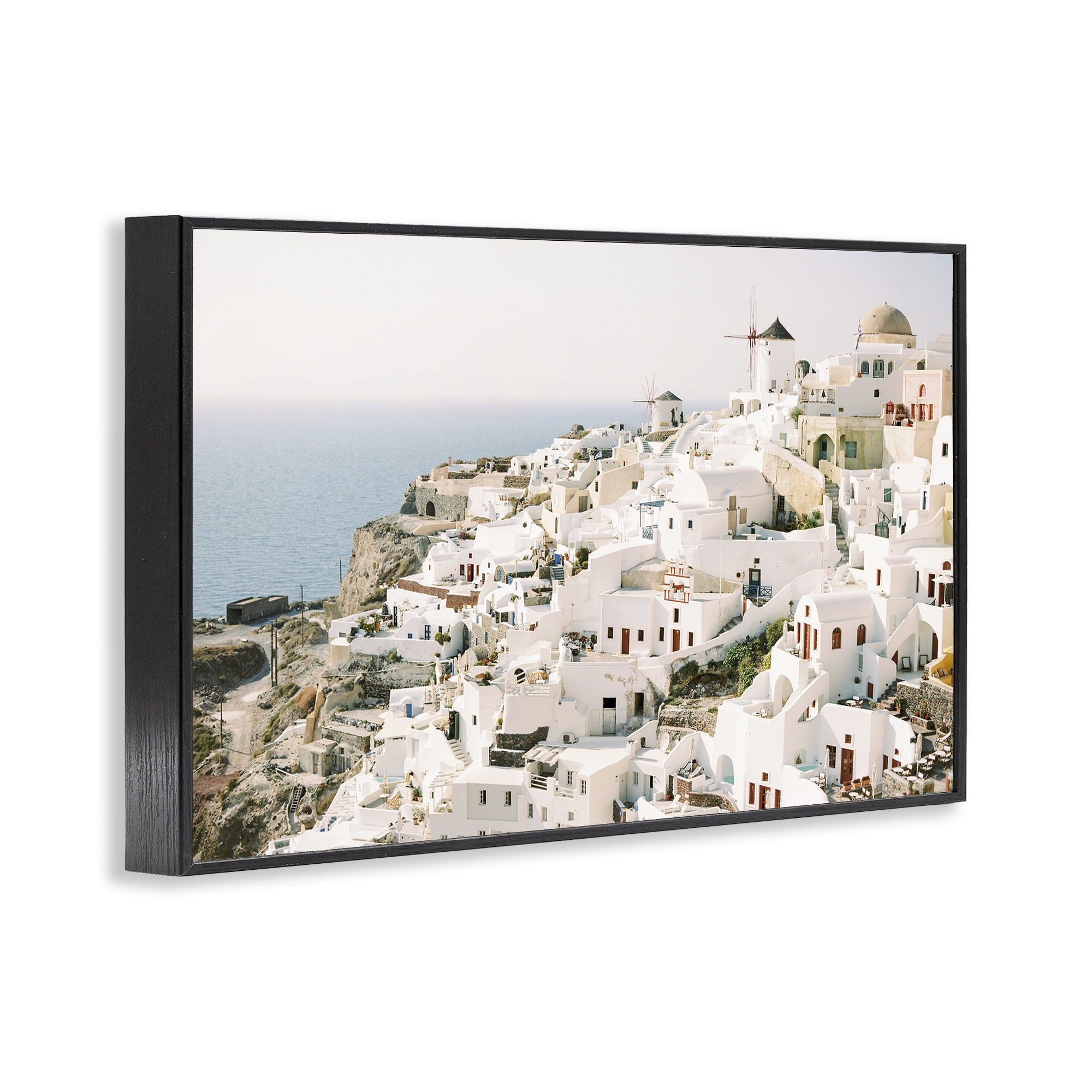 Stupell Industries European Seaside City Town & City Photography Black Framed Art Print Wall Art, 30 x 20